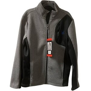 NWT Spyder Boys Full Zip Jacket Coal Heather Grey Black M 10/12